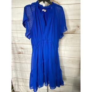 Nanette Lepore Women's Size 8 Blue Lined Short Sleeve Midi Dress